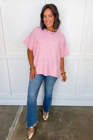 Laid Back Stripe Knit Top in Pink