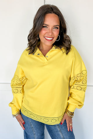 Hot Pink Deal - Bright Yellow Lace Pullover Top