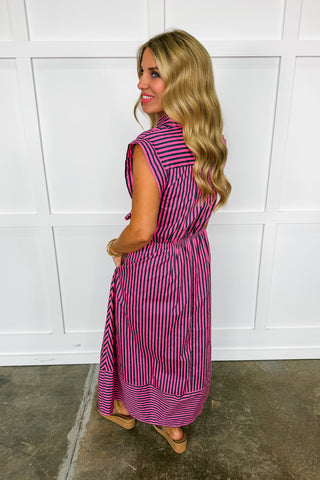 Made To Stand Out Midi Dress in Pink & Green
