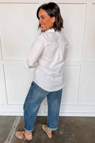 Signature White Button Front Collared Top