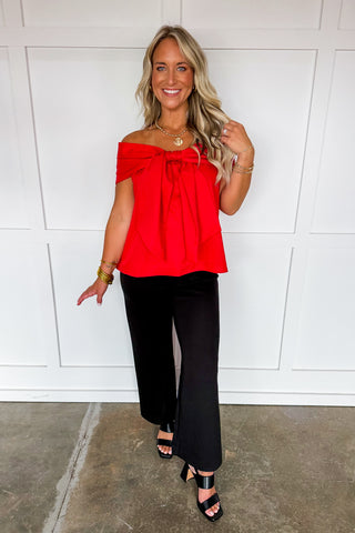 Center Stage Bow Top in Red