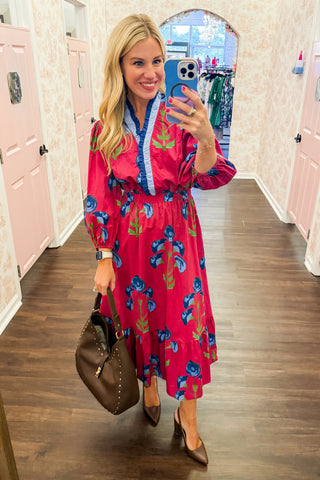Juliette Rose Printed Maxi Dress in Berry