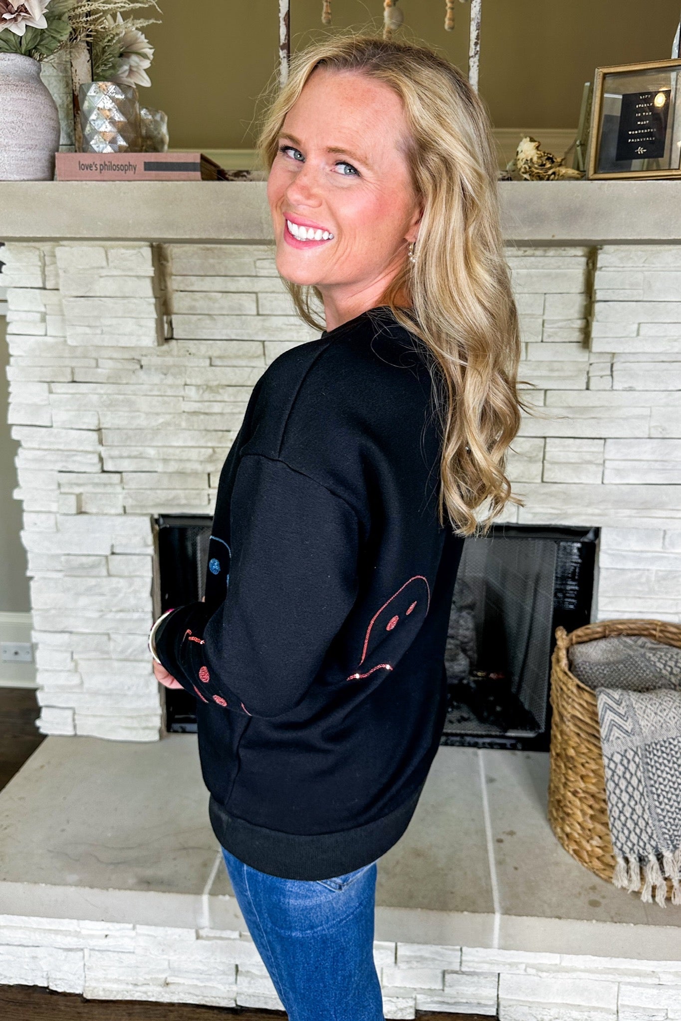 **PRE-ORDER** Super Cozy Black Multi Color Sequin Ghost Pullover