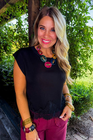The Darling Days Lace Top in Black