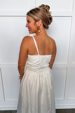 Center Stage Bow Midi Dress in Ivory