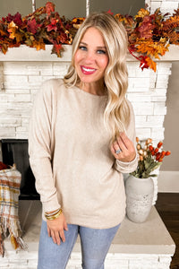 Day After Day Scoop Neck Sweater in Taupe