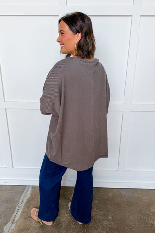 Dear Scarlett Essential Ribbed Poncho Top in Charcoal