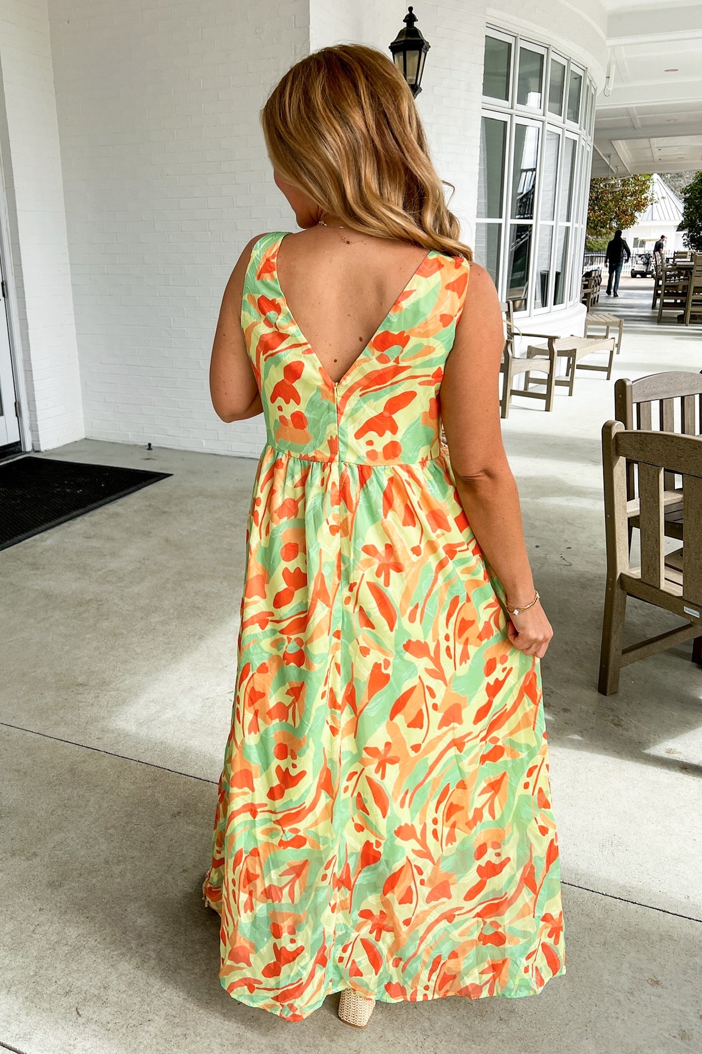 Tropical Abstract Elevated Shift Maxi Dress