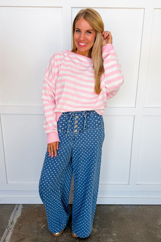 The Everyday Stripe Sweater in Pink