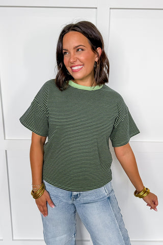 The Daily Striped Emerald Tee