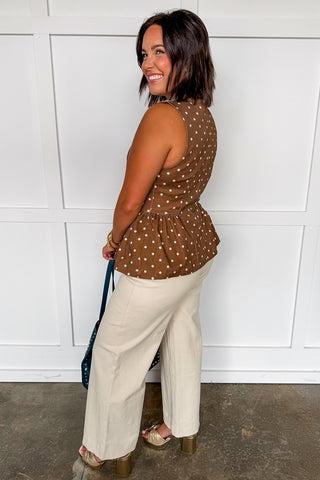 Cutie Peplum Top in Brown