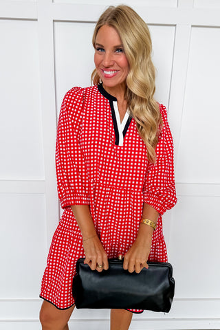 The Cooper Dress in Red/black Gingham by Mary Square