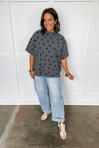 The Relaxed Fit Grey Tee with Black Dots
