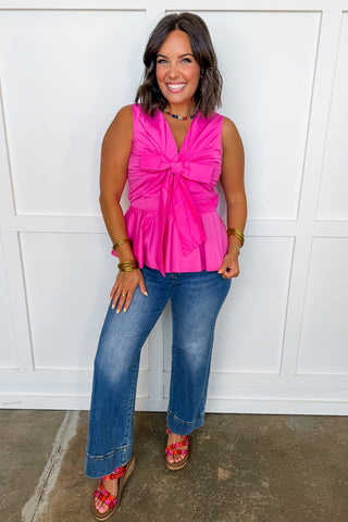 She's All That Bow Top in Hot Pink