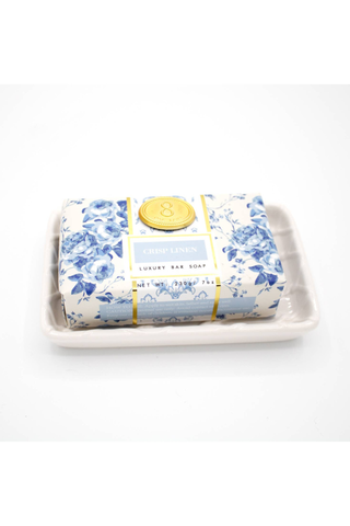 Luxury Wrapped Soap Bar by 8 Oak Lane in Crisp Linen