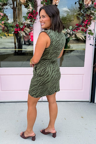 The Savannah Tiger Dress in Olive