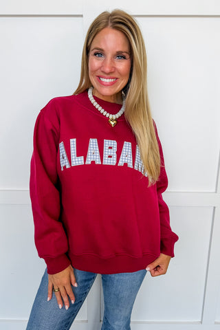 Alabama Gingham Mallory Mock Neck Sweatshirt