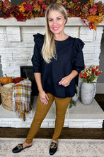 Load image into Gallery viewer, Black Out Ruffle Top