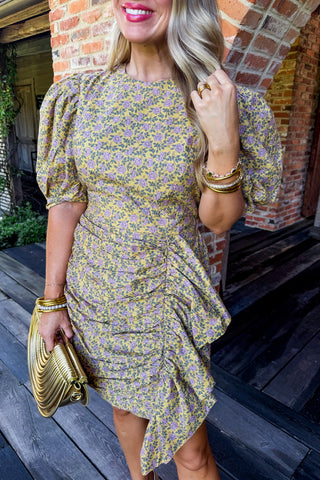 Sunlit Meadow Ruched Mini Dress