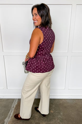 Cutie Peplum Top in Burgundy