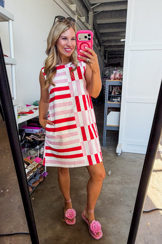 Fun Times Red & Pink Stripe Dress