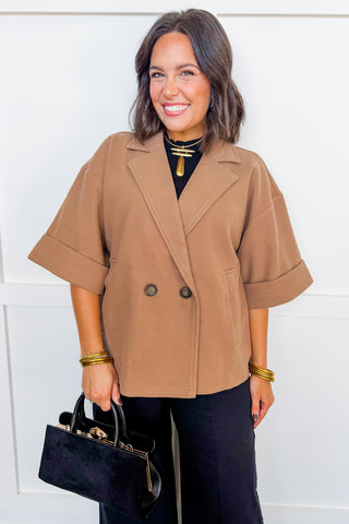 Change Of Season Cropped Jacket in Taupe