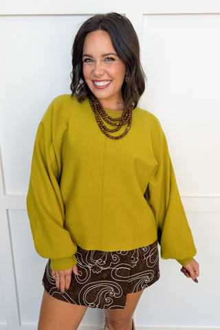 Better Days Ahead Knit Sweater in Chartreuse