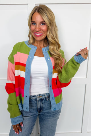 Class Favorite Color Block Stripe Cardigan