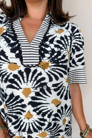 Black & White Floral Bold Printed Dress