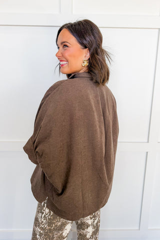 Easy Elegance Button Down Top in Brown