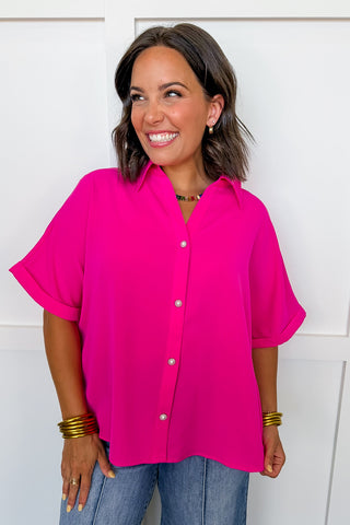 Perfect Work Basic Top in Hot Pink