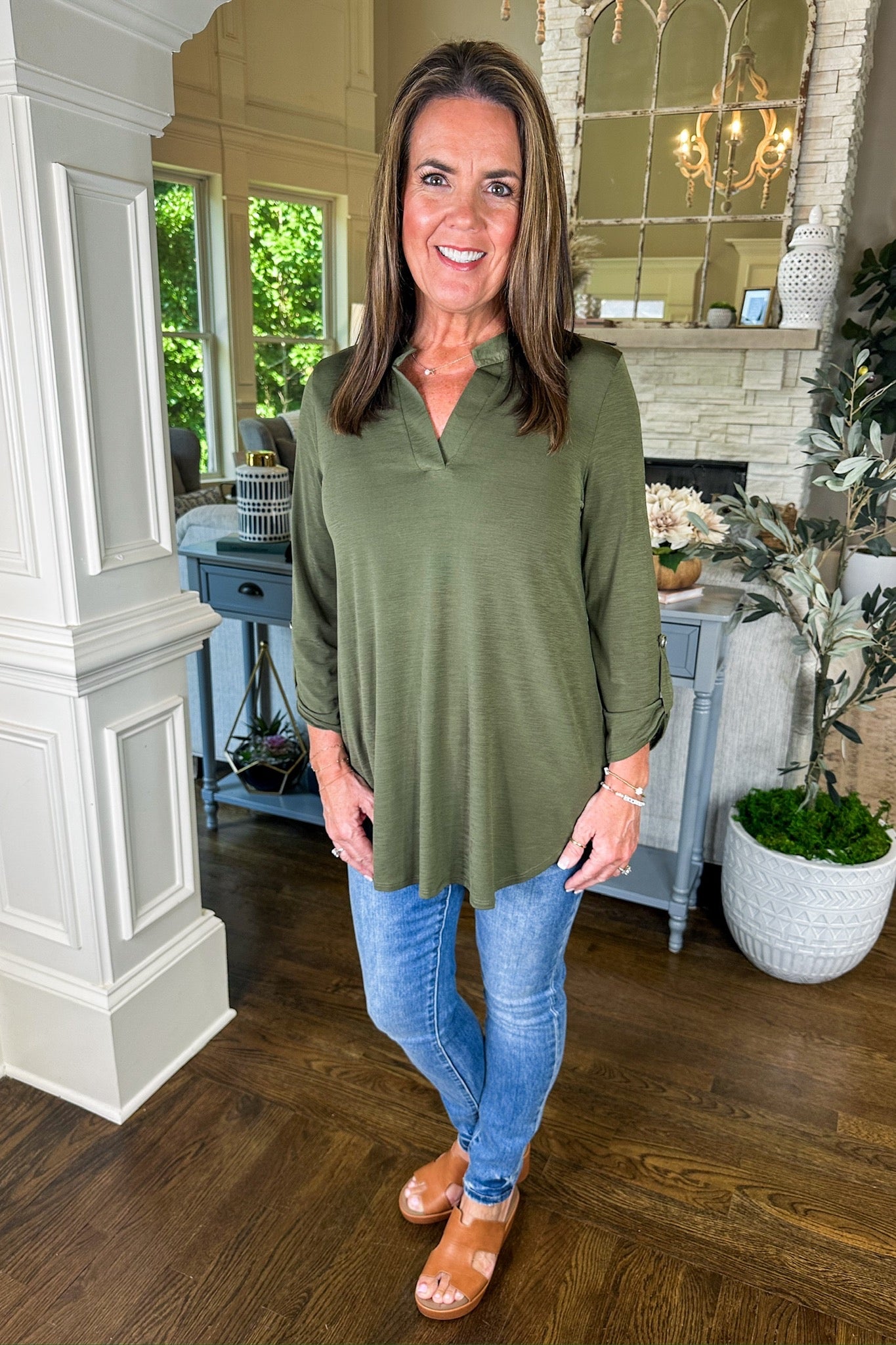 The Lizzy Top in Solid Olive