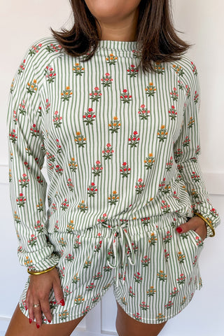 Mary Square Annie Cottage Stripes Pajama Set in Green