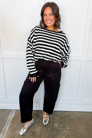 The Everyday Stripe Sweater in Black