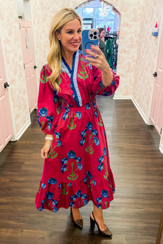 Juliette Rose Printed Maxi Dress in Berry
