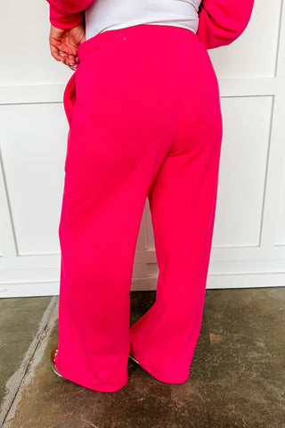 Weekend Reset Drawstring Waist Pants in Raspberry Pink