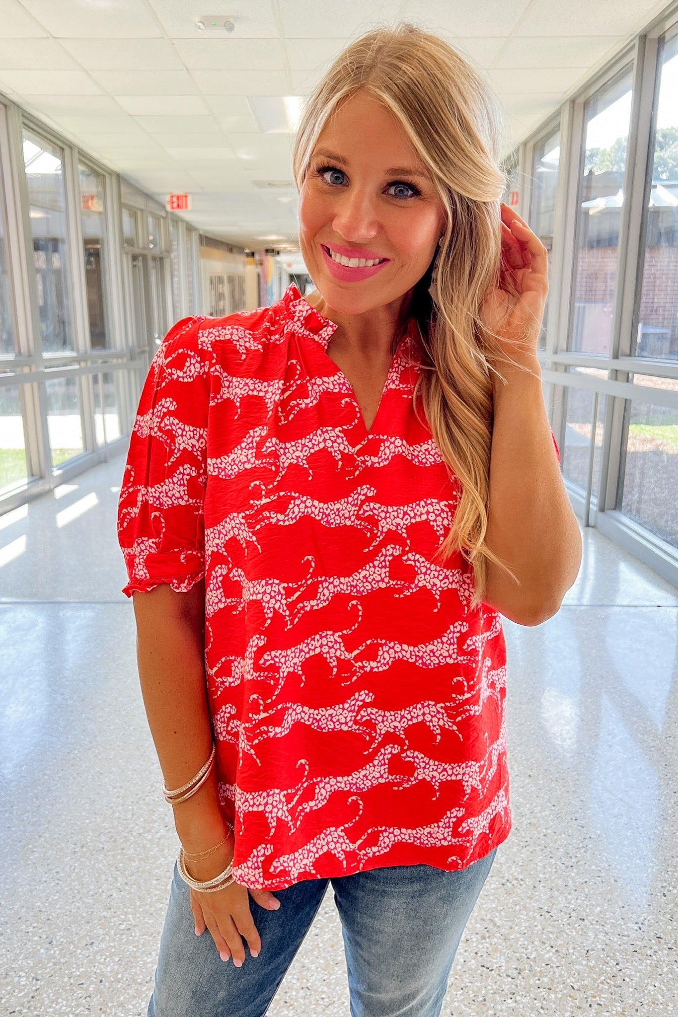 The Marie Wild Heart Jaguar Coral Top by Michelle McDowell