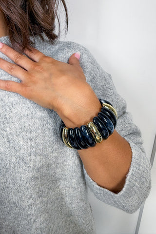 Radiance Glow Stretch Black Bracelet by Treasure Jewels