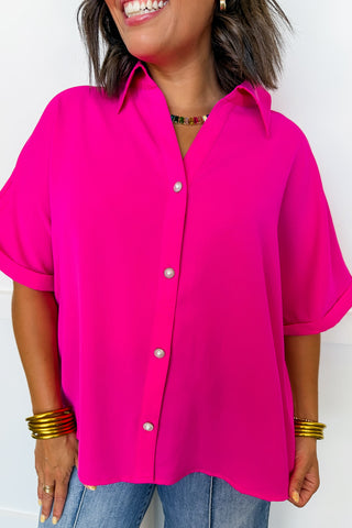 Perfect Work Basic Top in Hot Pink