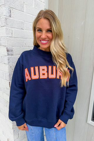 Auburn Gingham Mallory Mock Neck Sweatshirt