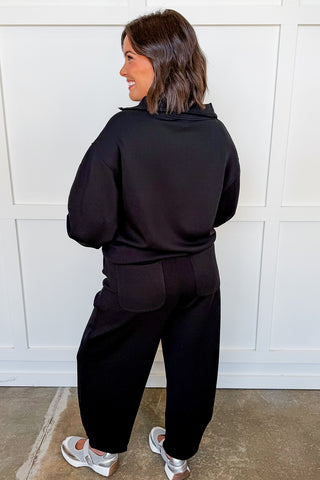 The Off Duty Quarter Zip Set in Black