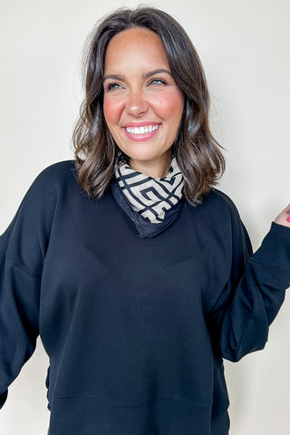 Black & Tan Geometric Print Scarf Bandana