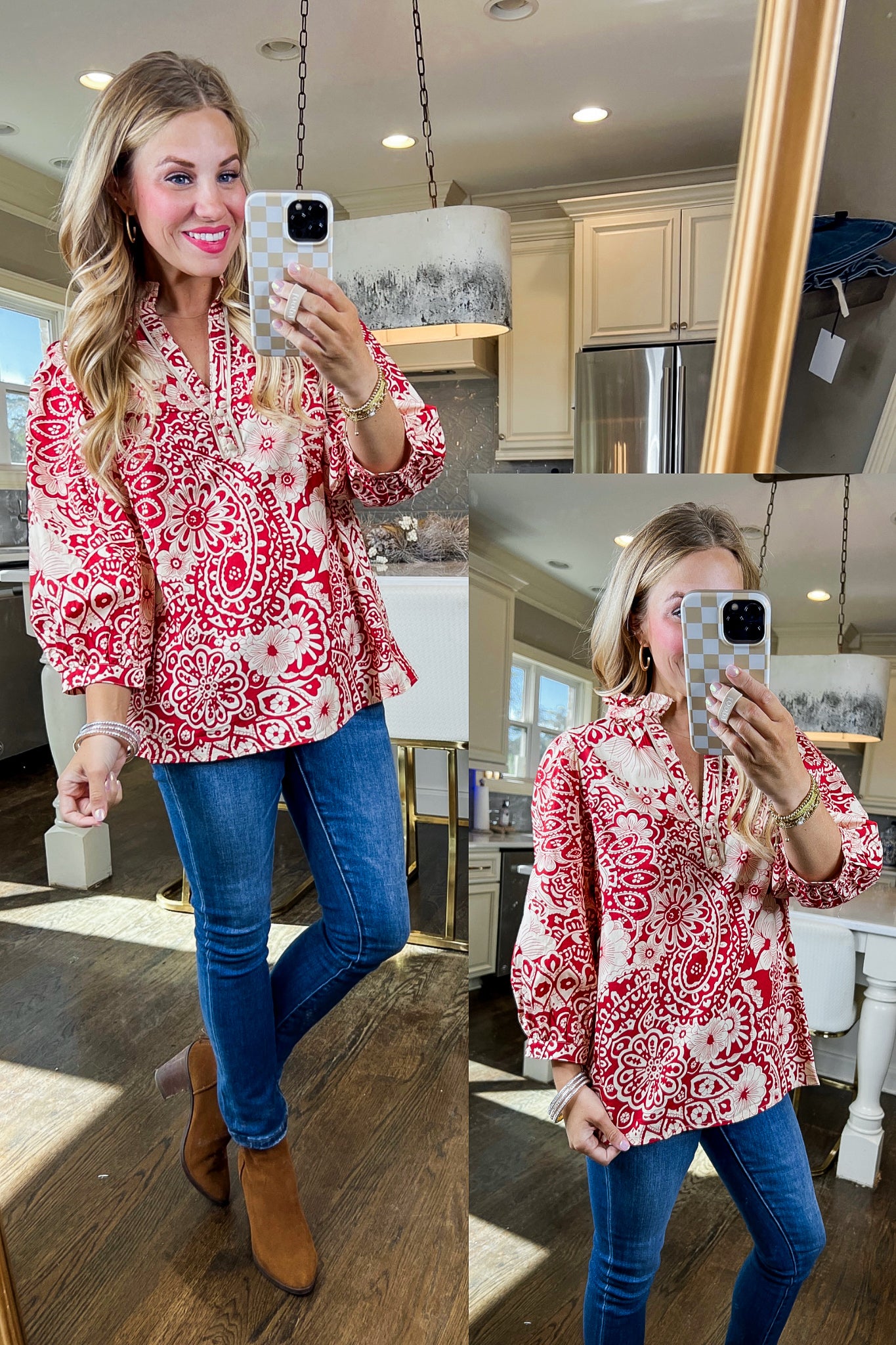 Best Selling Southern Floral Top in Red Clay