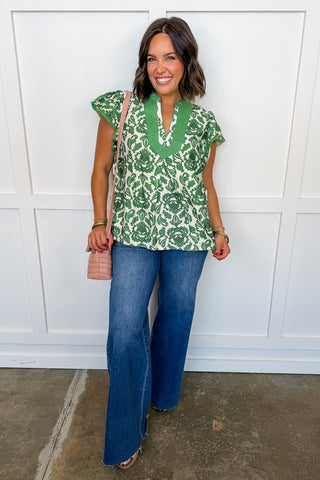 Southern Charm Statement Top in Green