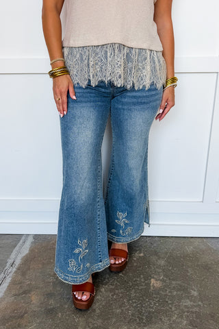 Western Romance Embroidered Flare Jeans