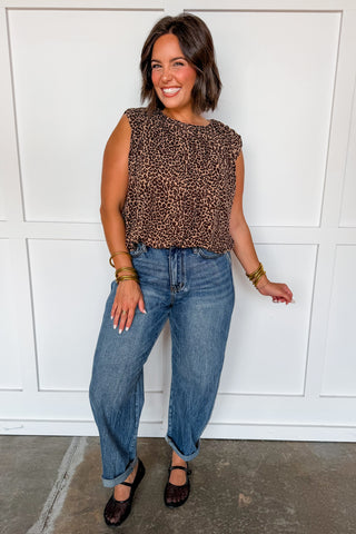 Girl's Night Out Leopard Bubble Hem Top
