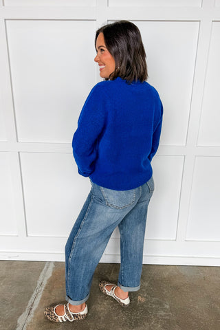 The Hallie Knit Cardigan in Cobalt Blue