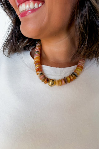Golden Hour Marble Beaded Necklace