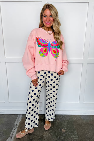 The Lila Dot Pants In Cream & Navy