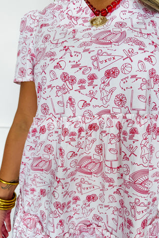 The Ivy Mini Dress in Team Toile Red by Mary Square